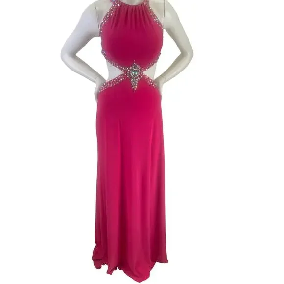 Elegant Pink Halter Dress - Picture 14 of 16